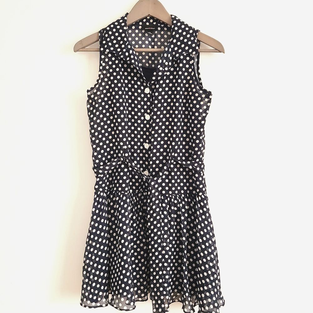Amy's Closet Navy Polka Dot Kids Formal Dress Size 16 Or Adults XS